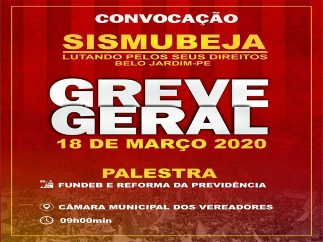 SISMUBEJA convoca servidores municipais para greve geral em Belo Jardim