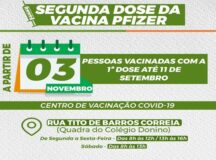 Pessoas vacinadas com primeira dose da Pfizer até 11 de setembro são convocadas para segunda dose