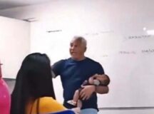 No vídeo, é possível ver o professor Pedro Paes, da UFPE, embalando um bebê nos braços enquanto dá aula - FOTO: FOTO: Reprodução / Twitter (@DiraPaes)