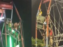 Acidente aconteceu em um parque de diversões em Jaboatão dos Guararapes, no Grand Recife — Foto: Reprodução/WhatsApp